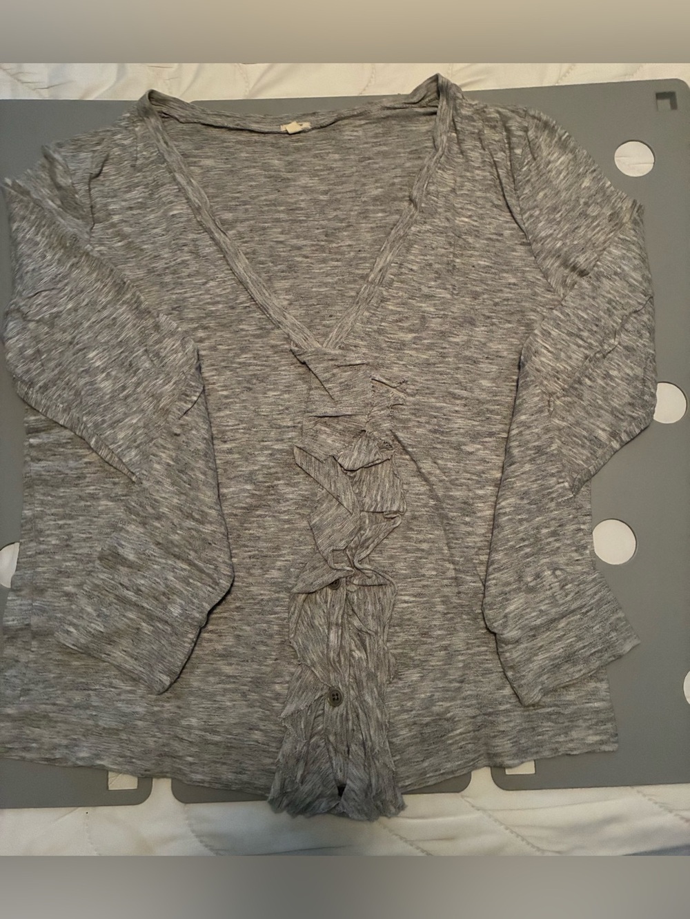 J. Crew Dream Knit Cotton-Wool Ruffle-Front Cardigan Sweater